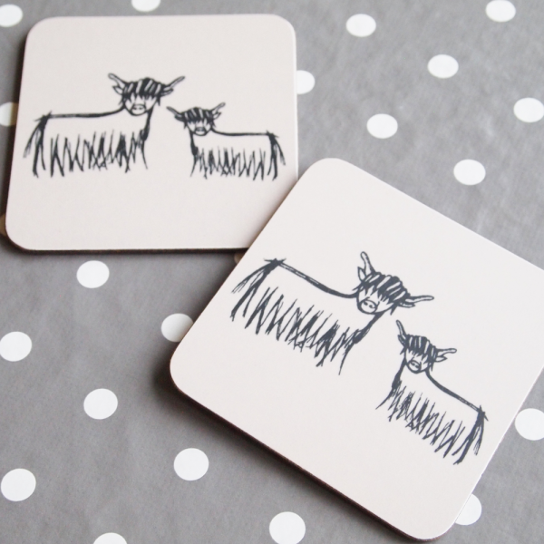 Highland Cow Coasters by Clement Design