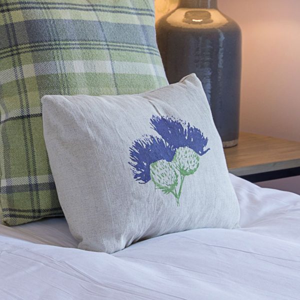 Hand-printed Scottish Thistle Cushion by Clement Design