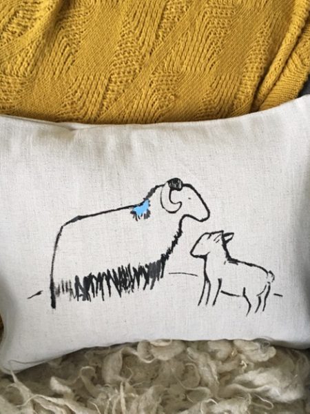 Sheep & Lamb Linen Cushion