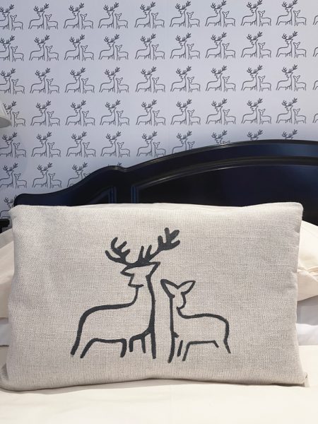 Deer Wallpaper Cushions at Applecross Inn by Clement Design