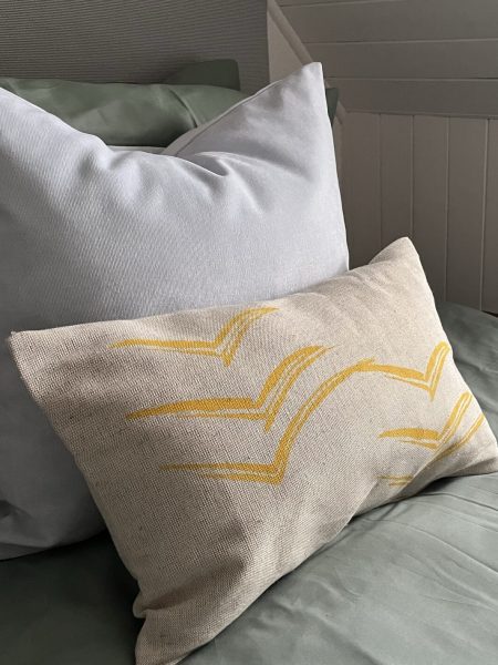 Yellow Waves Linen Cushion