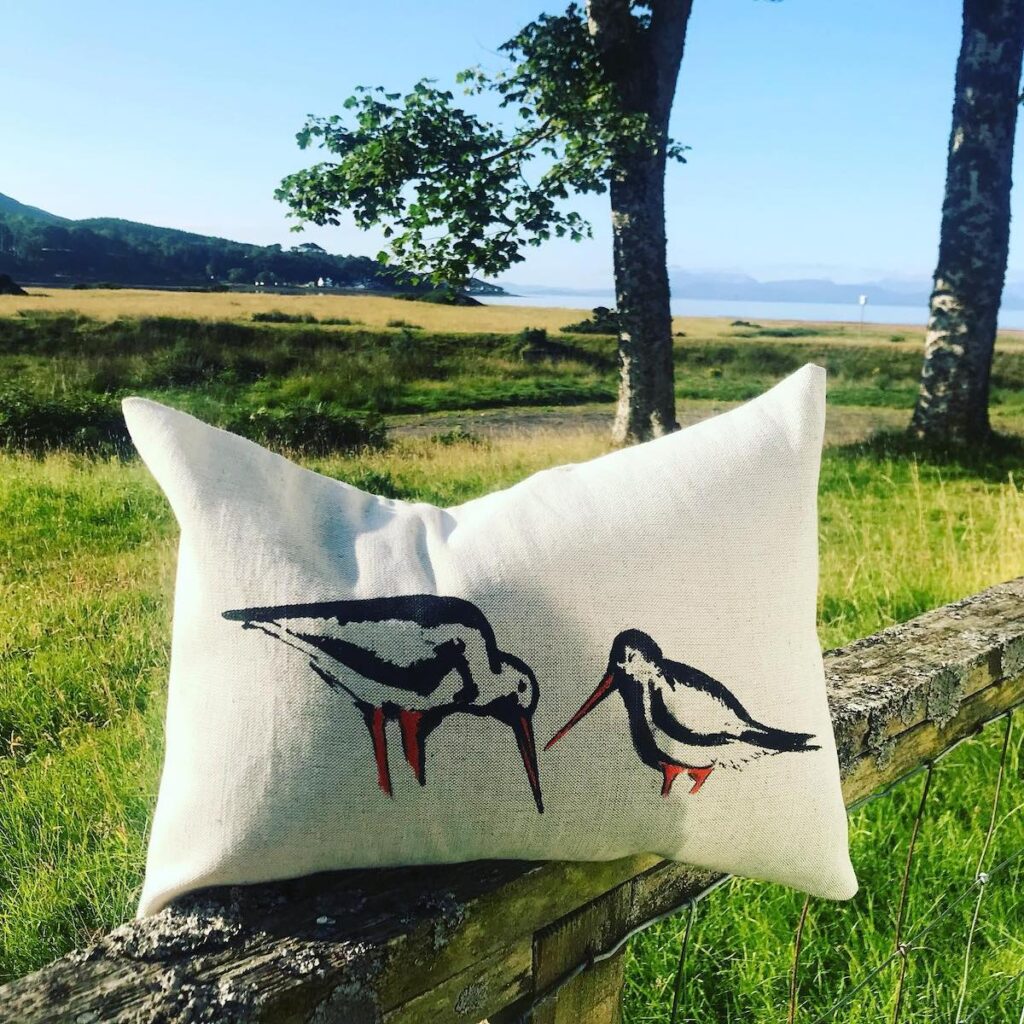 Oyster Catchers Linen Cushion